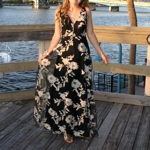 Size 1 Black with Gold Overlay Gown